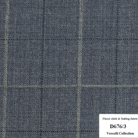 D676/3 Vercelli CXM - Vải Suit 95% Wool - Xám Caro